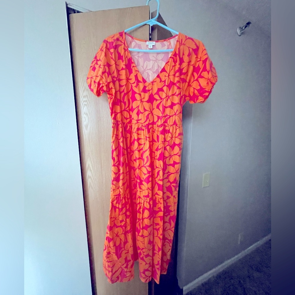 J Crew long dress with side zipper and pockets